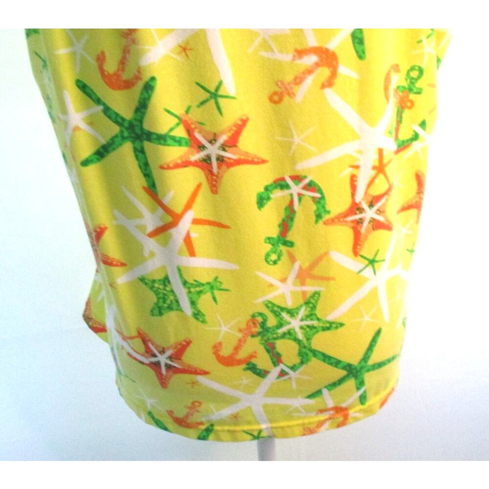 Palm Harbour Women's Sleeveless Yellow Starfish Stretch Polo Shirt Size Large - Picture 7 of 10